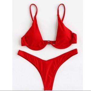 Underwire high leg bikini set